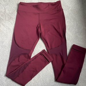 Maroon Alo Yoga Medium Leggings with Mesh